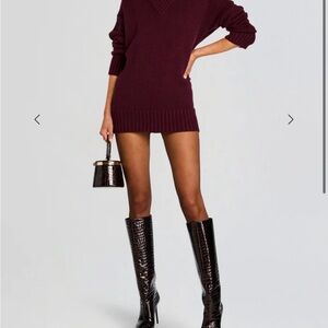 Burgundy Merlot Chunky Sweater Dress
